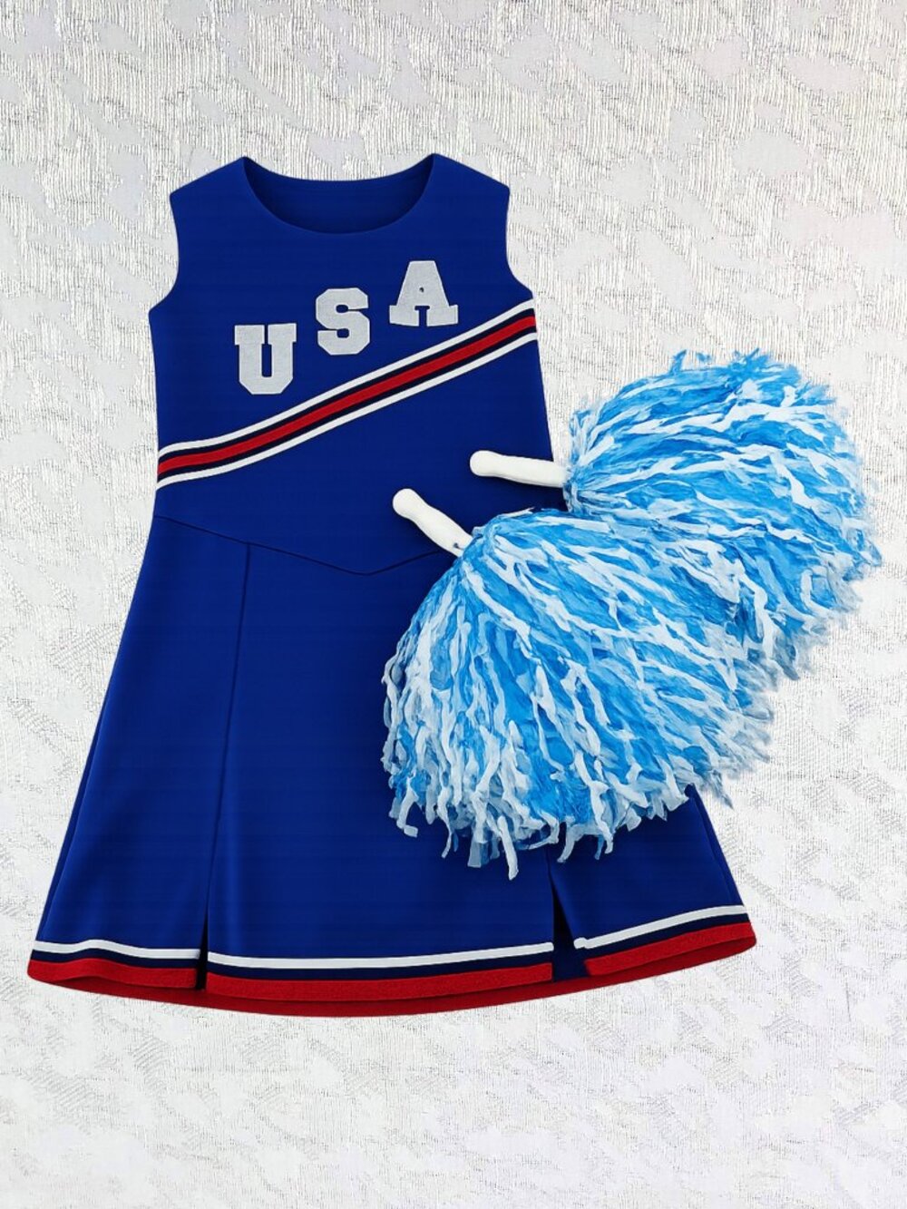 California Costume Collections Kid’s USA Cheerleader Dress Size S + Pom Poms